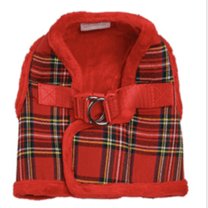 Luxury Fur Lined Red Tartan Dog Harness